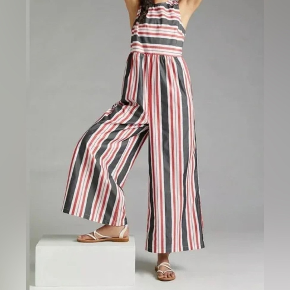 Anthropologie Maeve Striped Wide Leg Jumpsuit NWT Size M - Picture 3 of 14